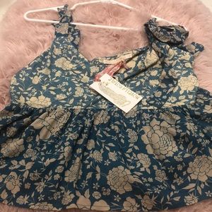 Novella Royale Blue and Cream Floral Crop Top